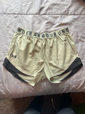 Under Armour Women's Light Green Athletic Shorts with Black Trim